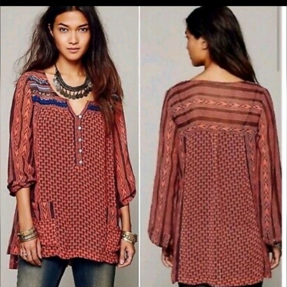 Free People Feather In The Wind Top In Blood Orange
